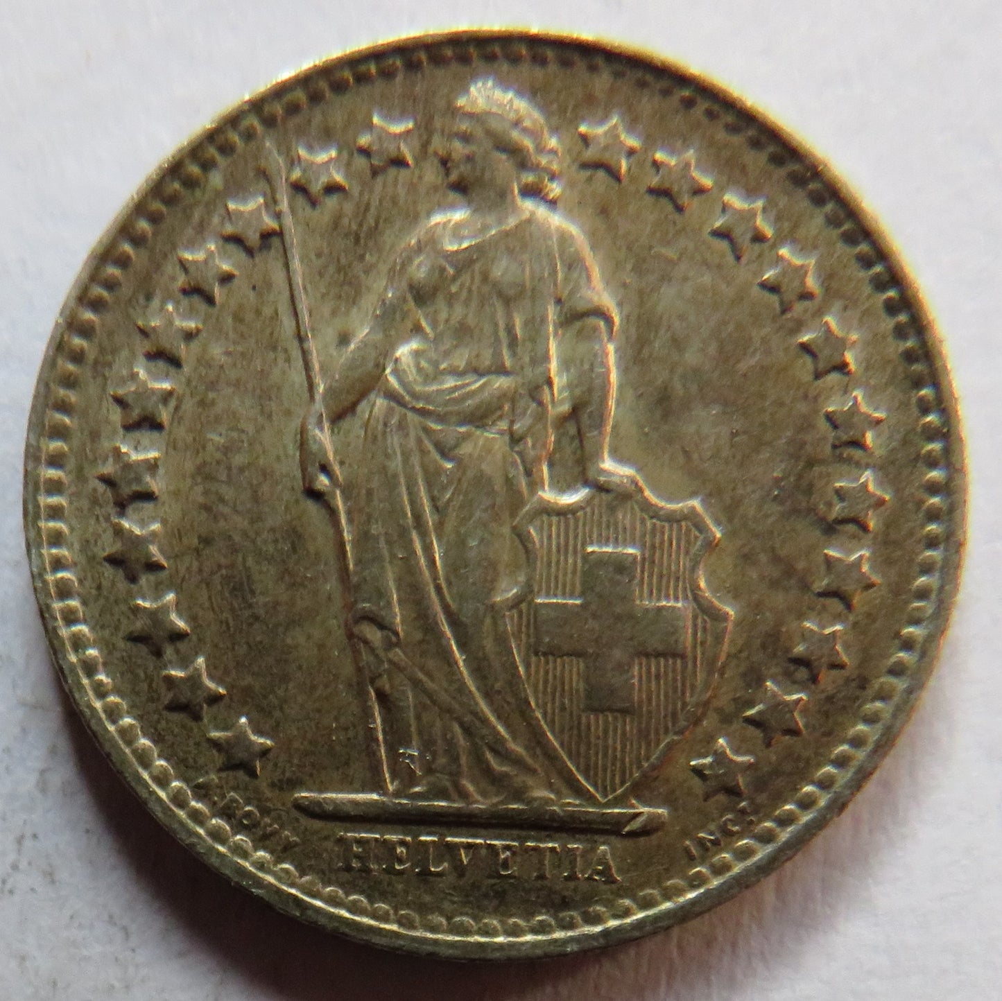 1945 Switzerland Silver 1/2 Franc Coin