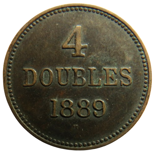 1889-H Guernsey 4 Doubles Coin