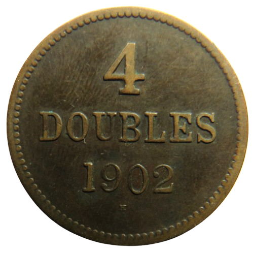 1902-H Guernsey 4 Doubles Coin