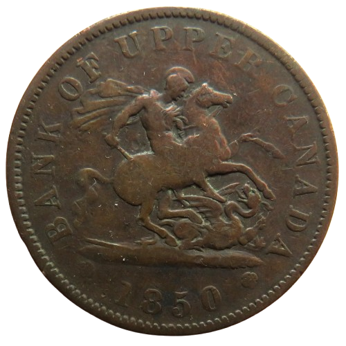 1850 Bank Of Upper Canada One Penny Bank Token