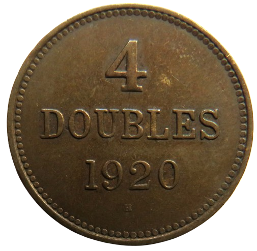 1920-H Guernsey 4 Doubles Coin