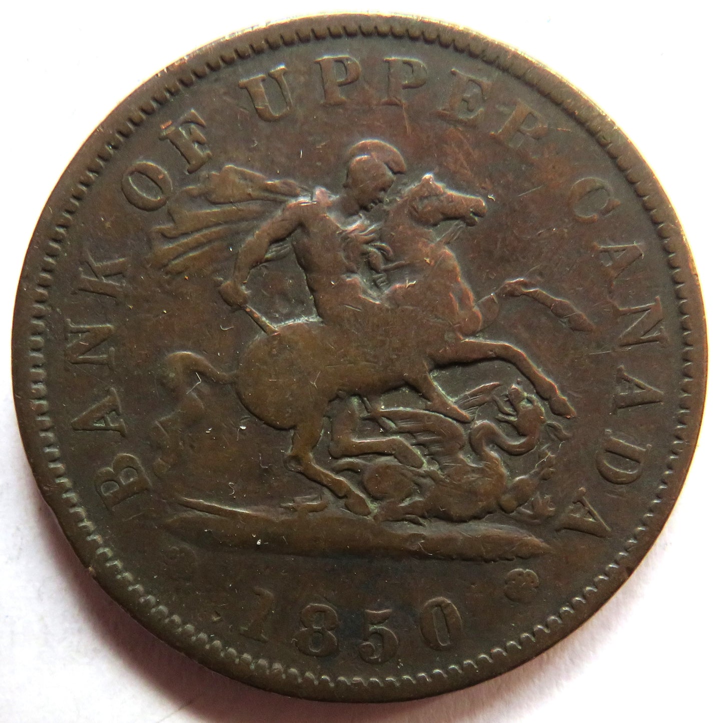 1850 Bank Of Upper Canada One Penny Bank Token