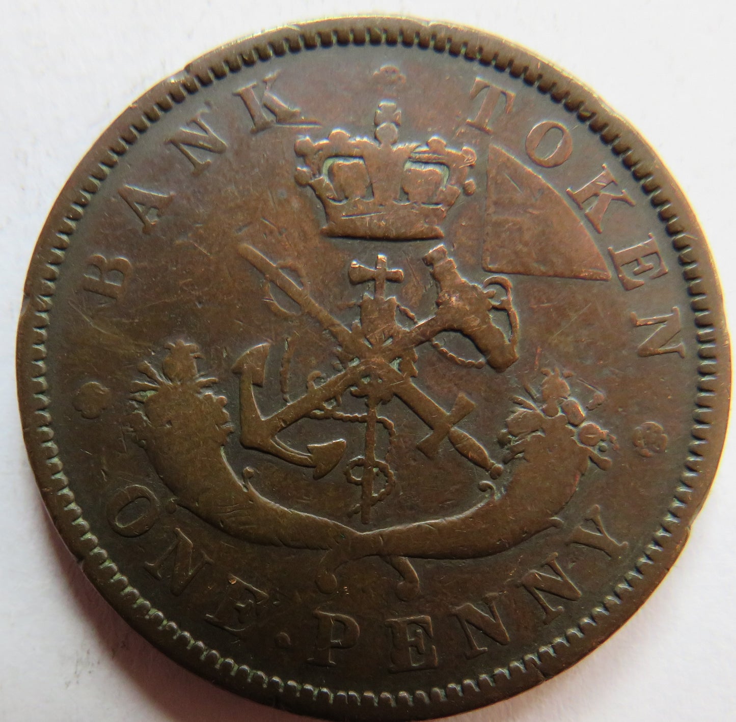 1850 Bank Of Upper Canada One Penny Bank Token