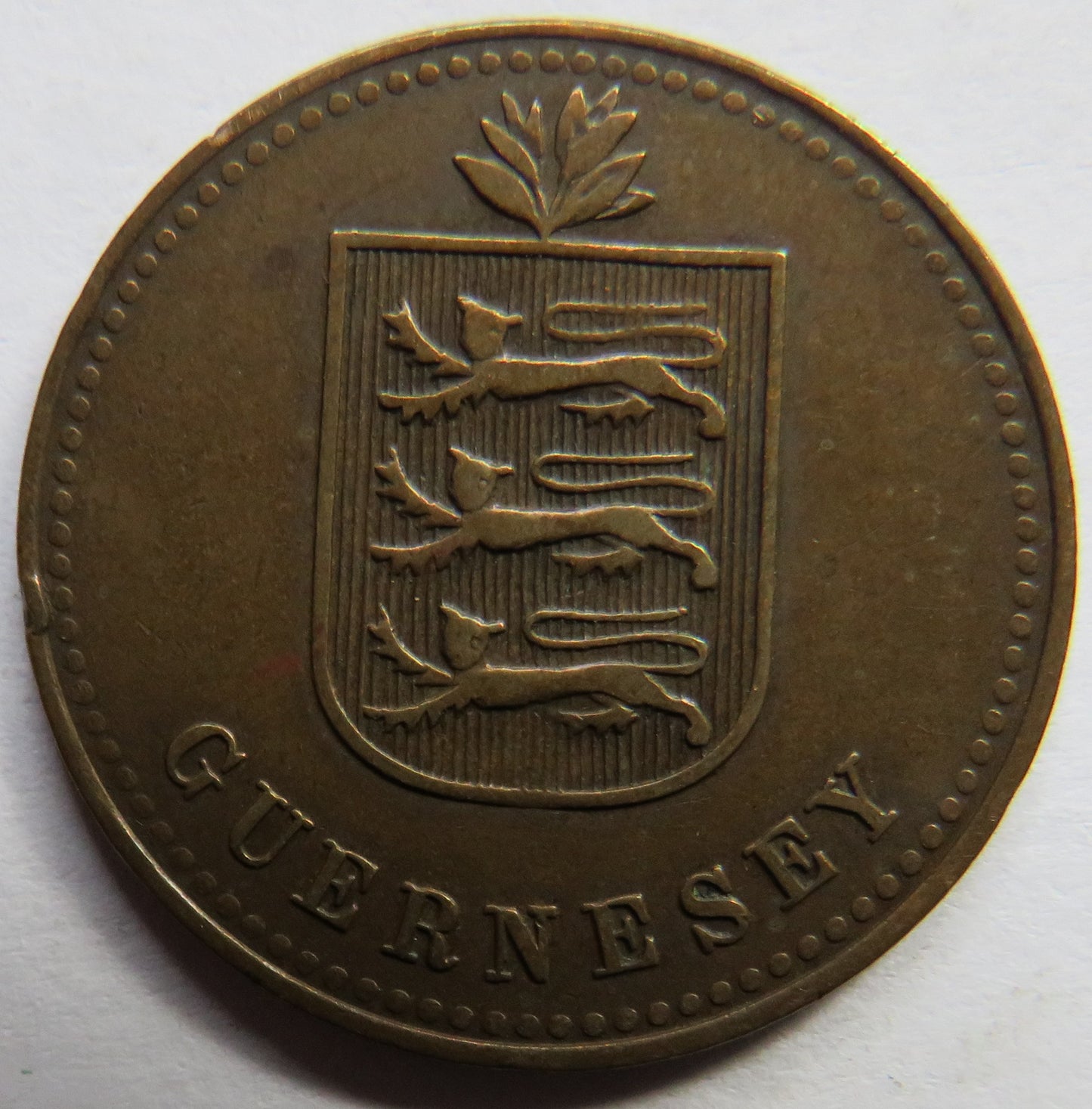 1920-H Guernsey 4 Doubles Coin