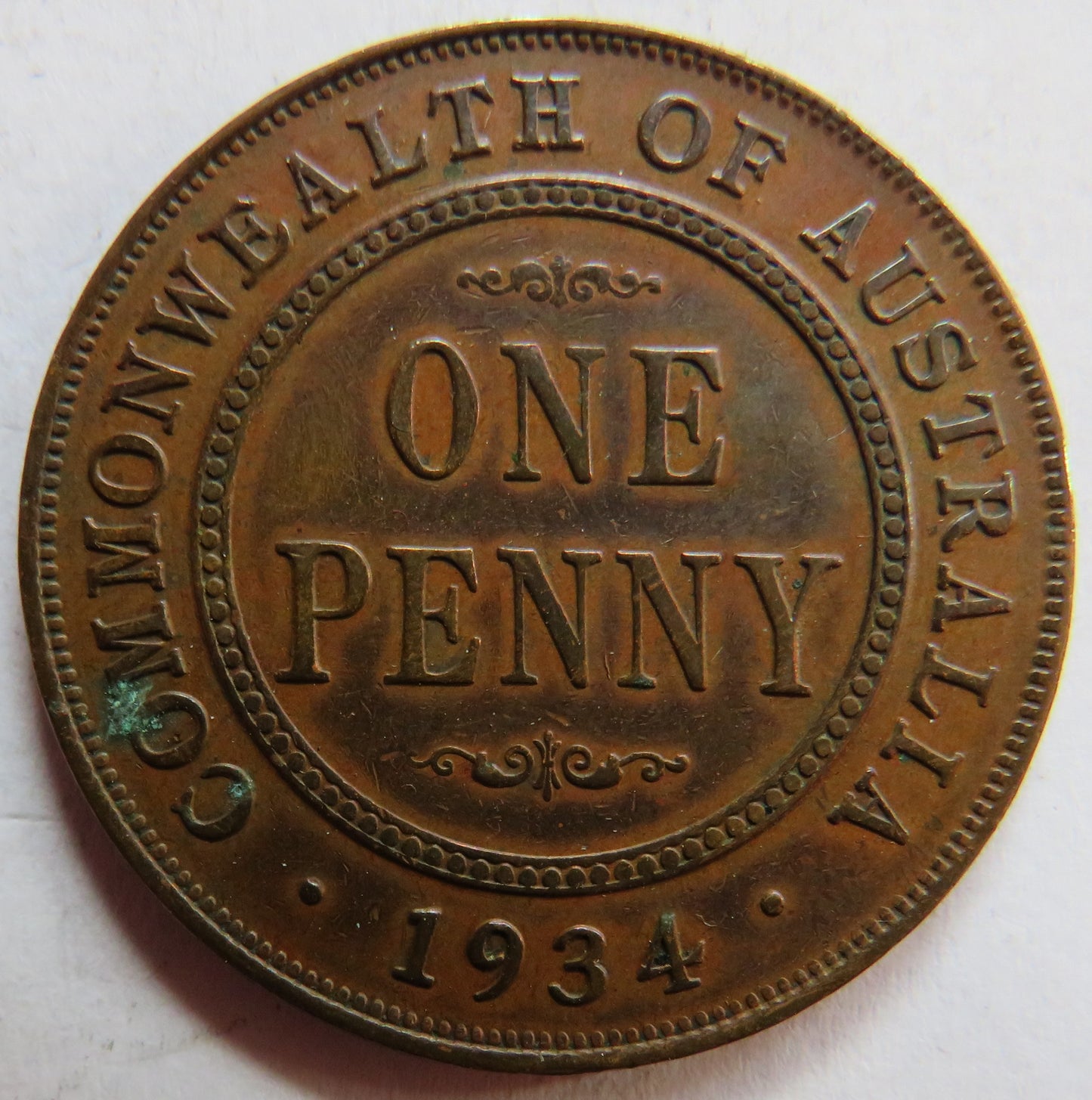 1934 King George V Australia One Penny Coin