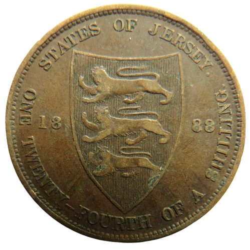 1888 Queen Victoria Jersey 1/24 Shilling Coin
