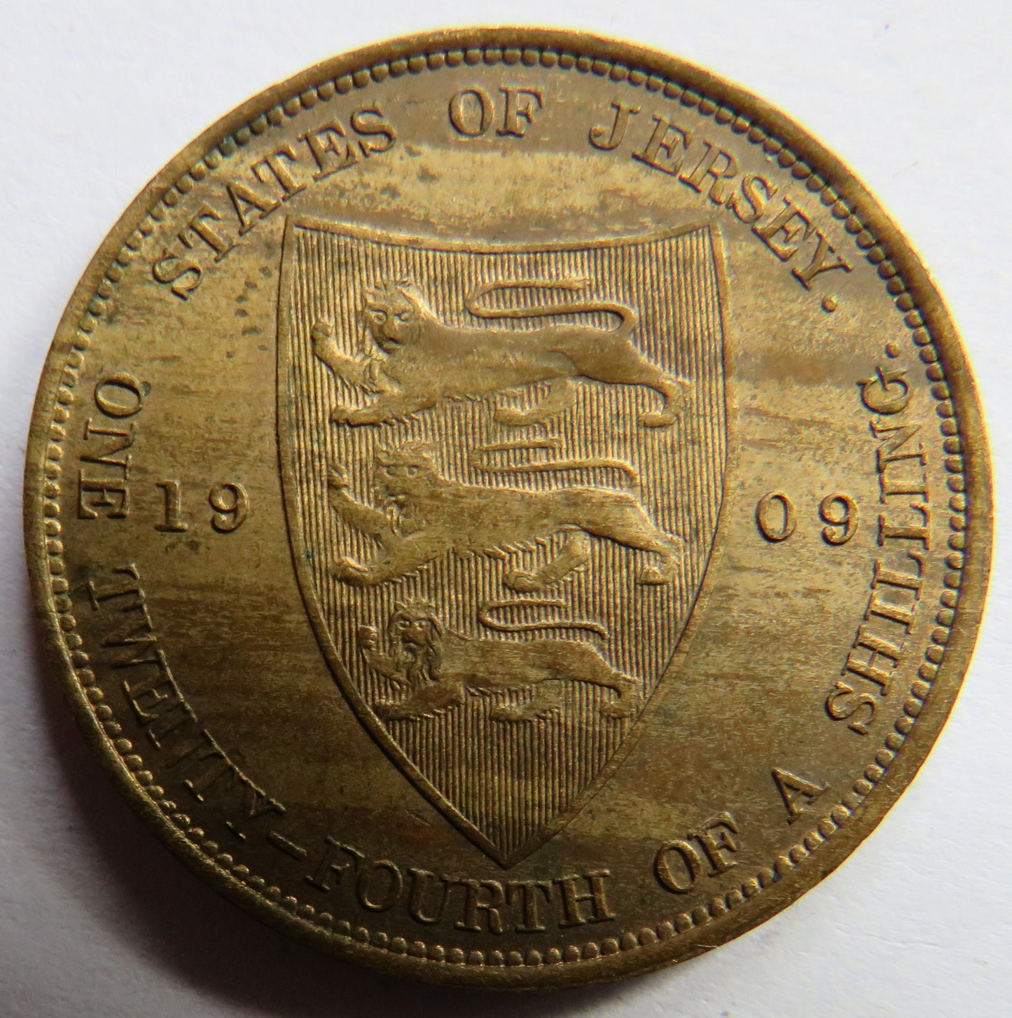 1909 King Edward VII Jersey 1/24 Shilling Coin In High Grade