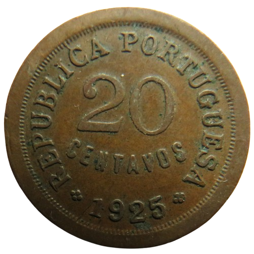 1925 Portugal 20 Centavos Coin