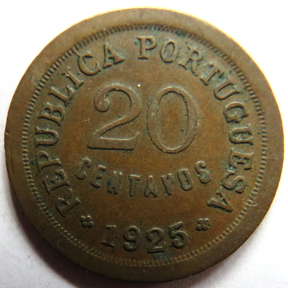 1925 Portugal 20 Centavos Coin image 2
