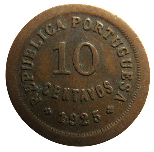1925 Portugal 10 Centavos Coin