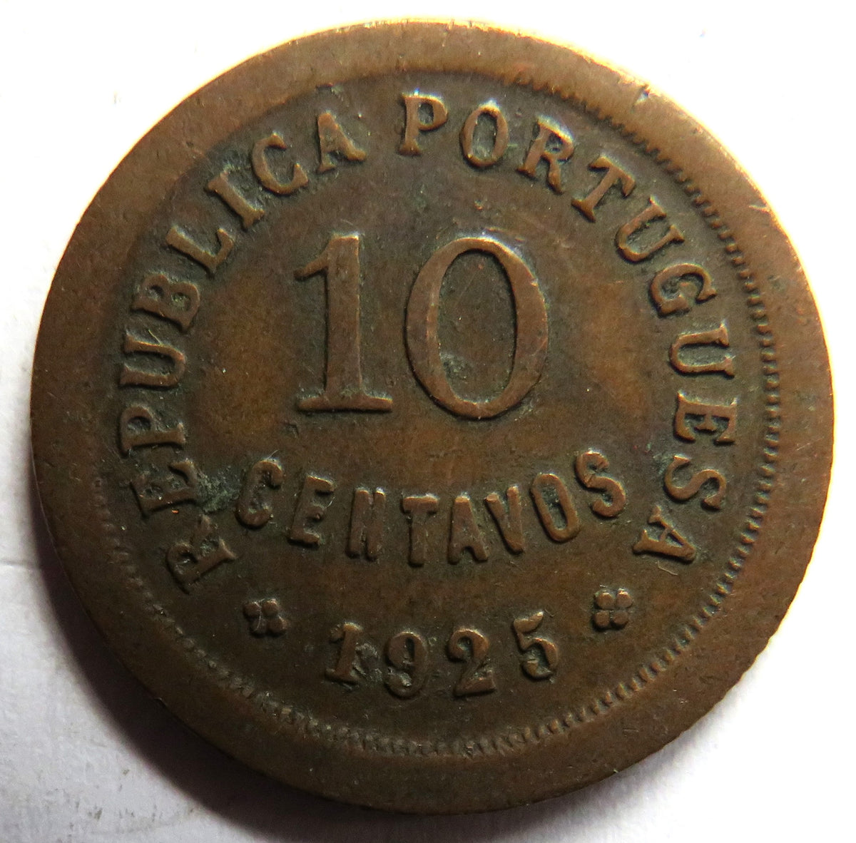 1925 Portugal 10 Centavos Coin image 2