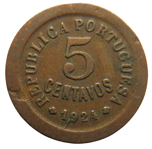 1924 Portugal 5 Centavos Coin