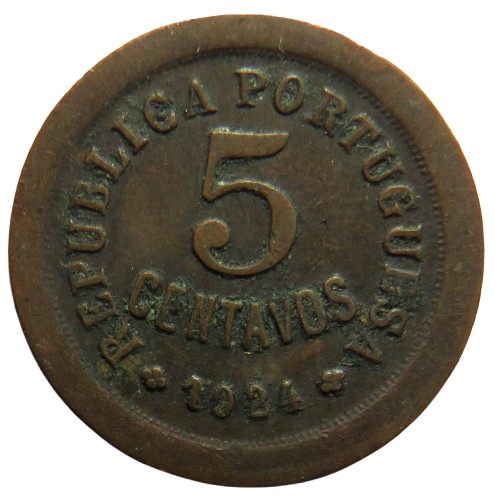 1924 Portugal 5 Centavos Coin