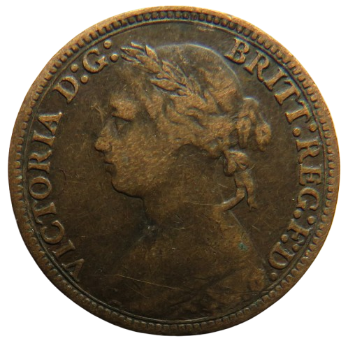 1879 Queen Victoria Bun Head Farthing Coin - Great Britain