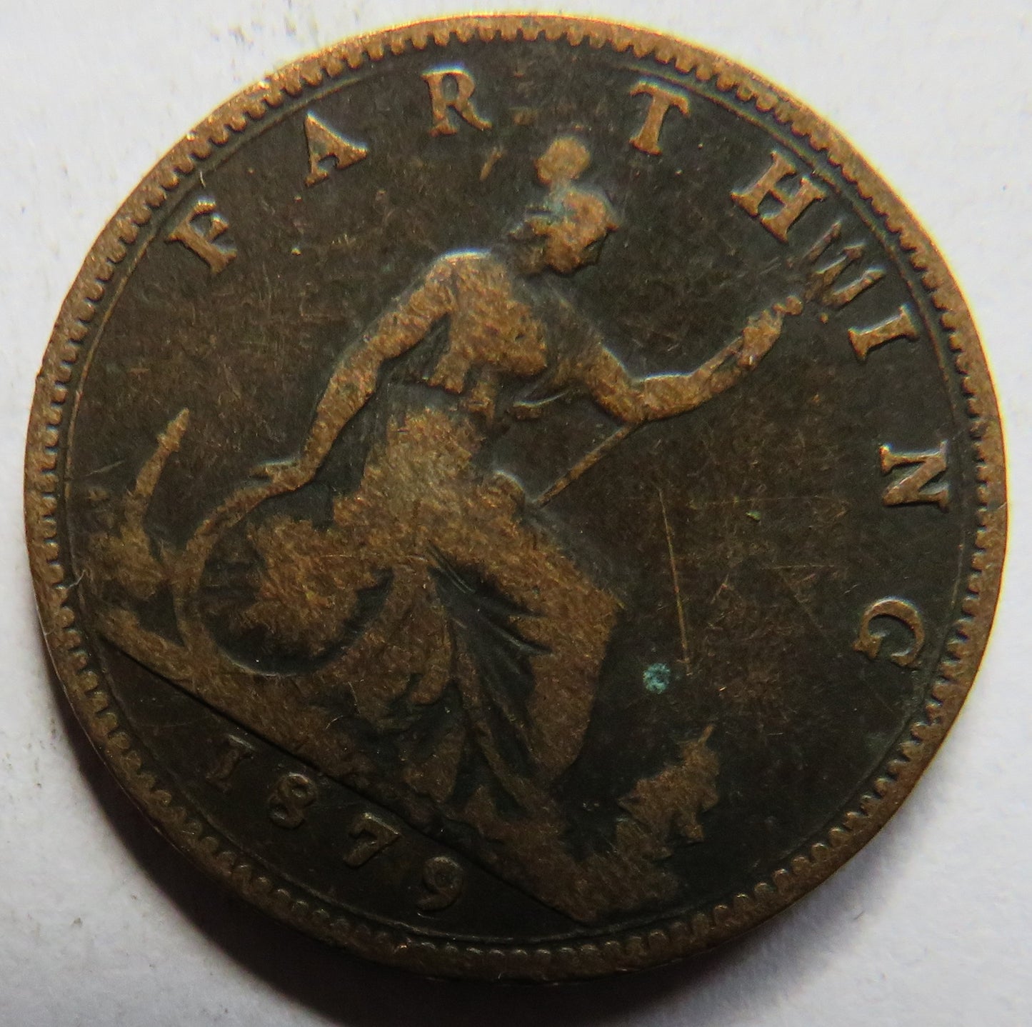 1879 Queen Victoria Bun Head Farthing Coin - Great Britain