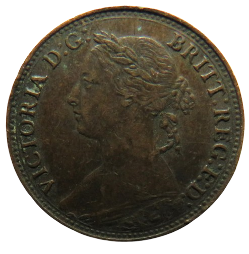 1881 Queen Victoria Bun Head Farthing Coin - Great Britain