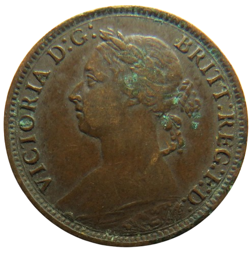 1888 Queen Victoria Bun Head Farthing Coin - Great Britain