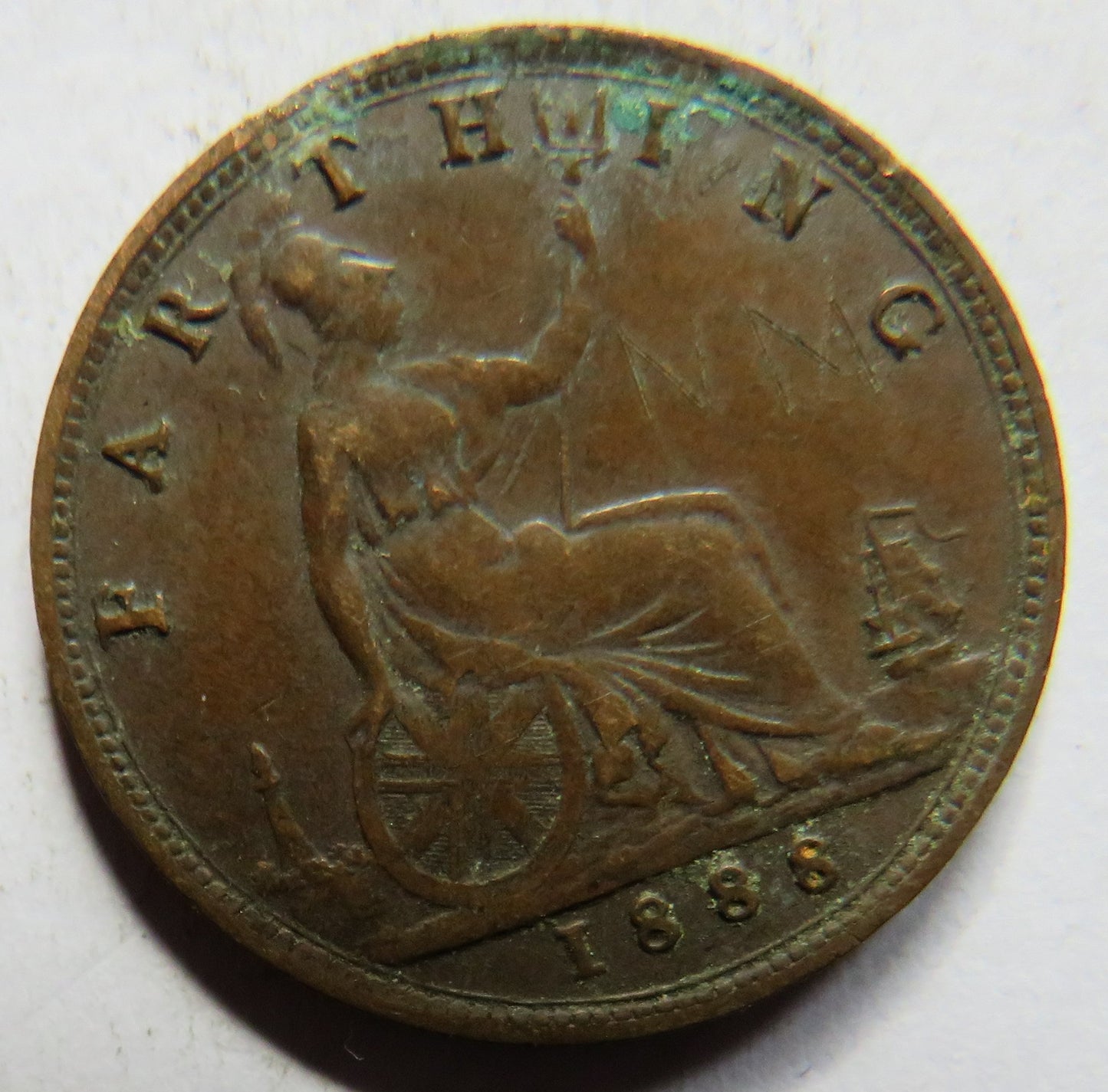 1888 Queen Victoria Bun Head Farthing Coin - Great Britain