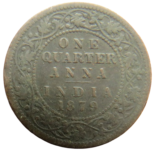 1879 Queen Victoria India 1/4 Anna Coin