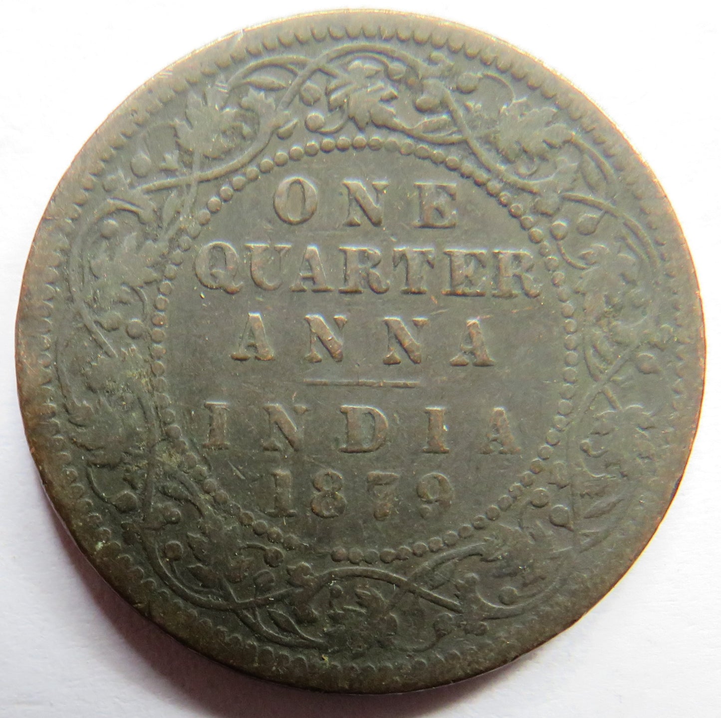 1879 Queen Victoria India 1/4 Anna Coin