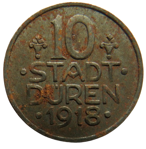 1918 Stadt Duren Germany 10 Pfennig Coin