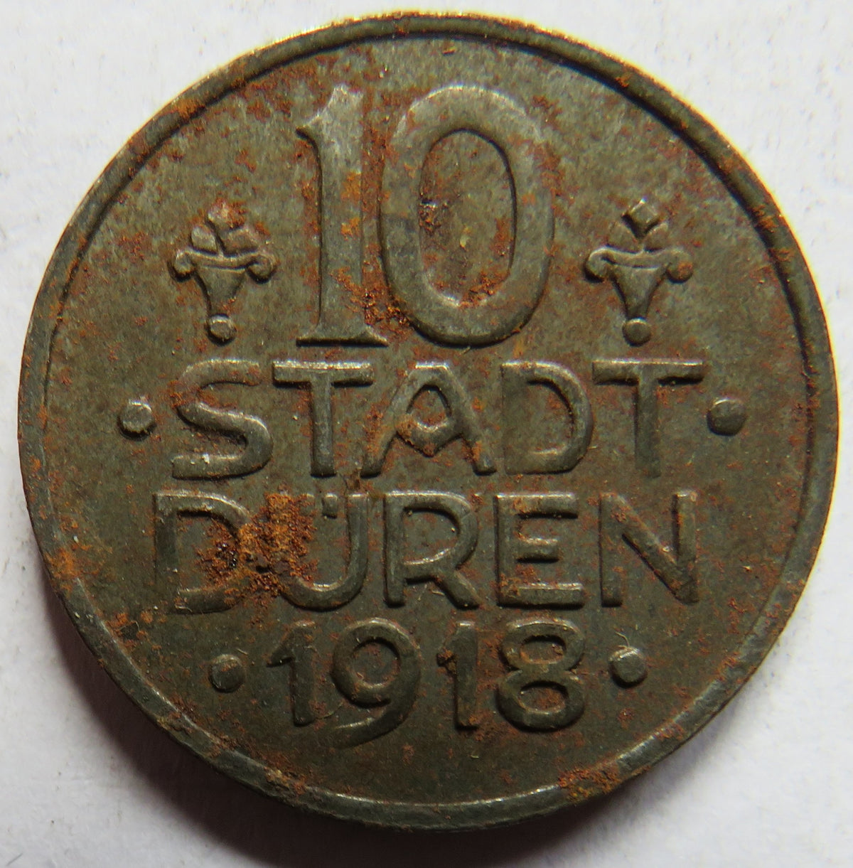 1918 Stadt Duren Germany 10 Pfennig Coin