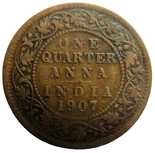 1907 King Edward VII India 1/4 Anna Coin