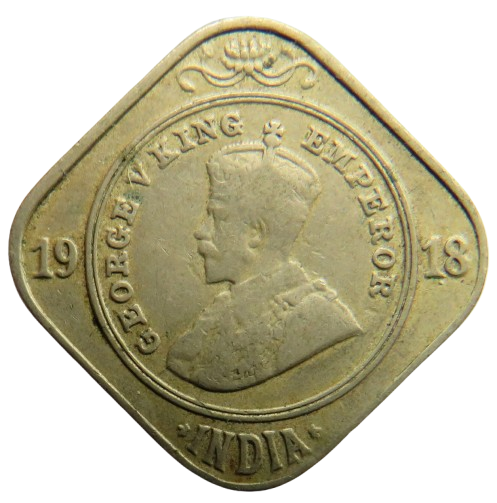 1918 King George V India 2 Annas Coin