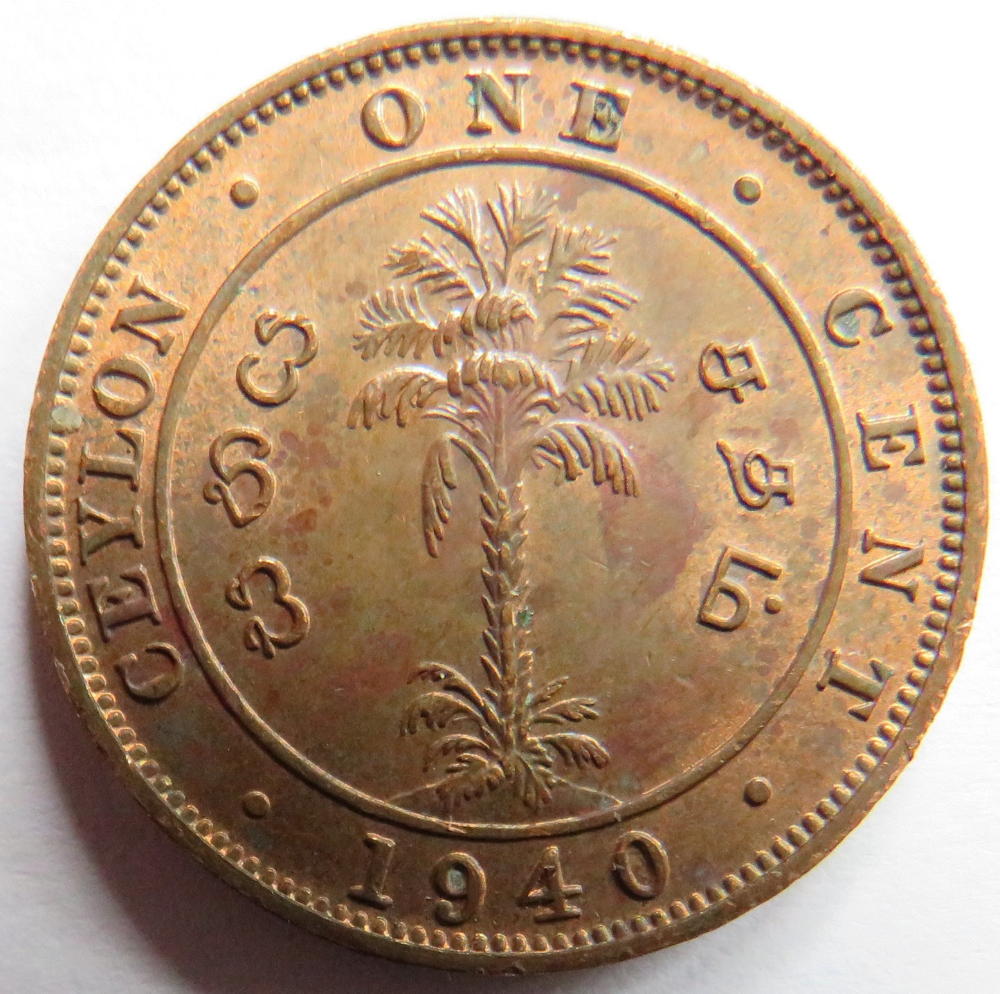 1940 King George VI Ceylon 1 One Cent Coin In High Grade