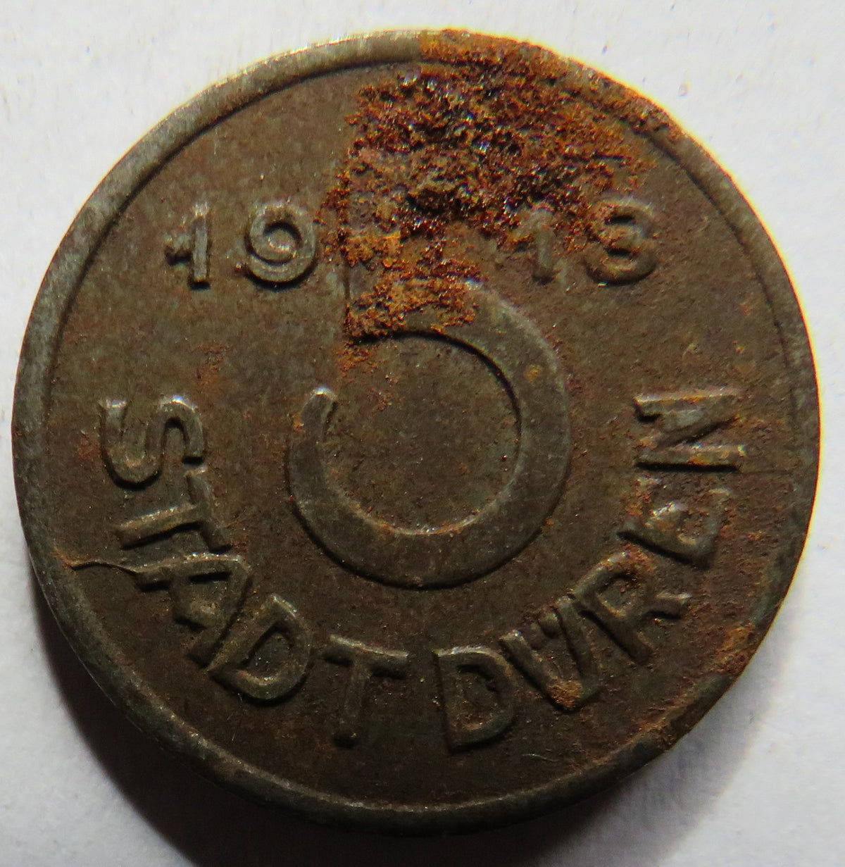 1918 Stadt Duren Germany 5 Pfennig Coin image 2