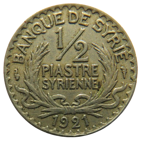 1921 Syria 1/2 Piastre Coin
