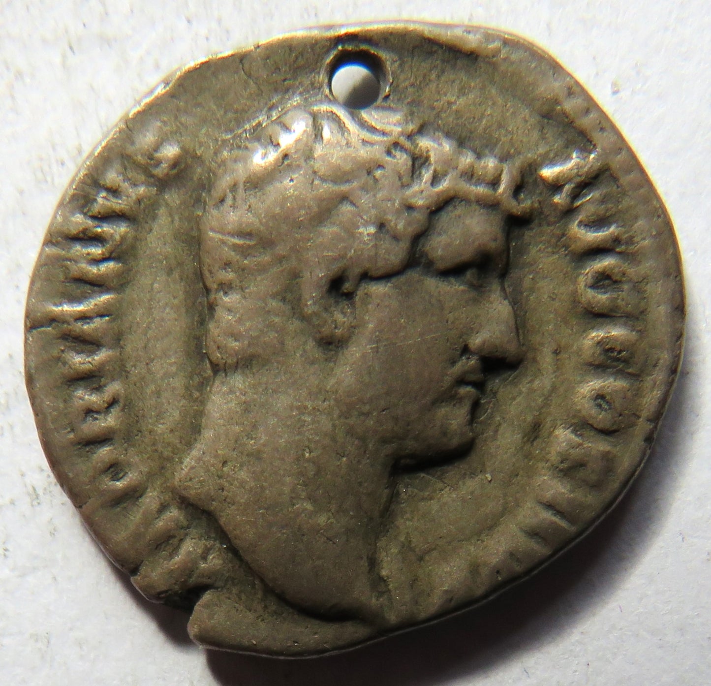 117-138 Hadrian Silver Denarius Roman Coin (Holed)