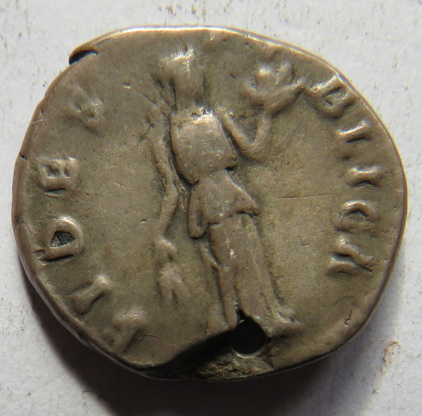 117-138 Hadrian Silver Denarius Roman Coin (Holed)