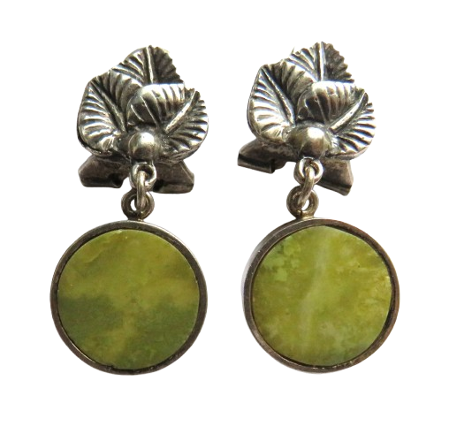 Vintage Pair of Agate & Sterling Silver Hallmarked Clip-On Earrings