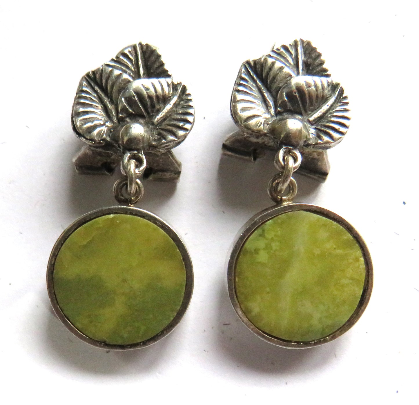 Vintage Pair of Agate & Sterling Silver Hallmarked Clip-On Earrings