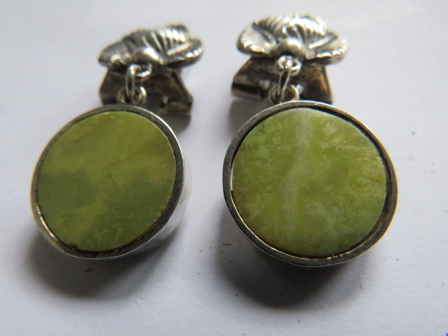 Vintage Pair of Agate & Sterling Silver Hallmarked Clip-On Earrings