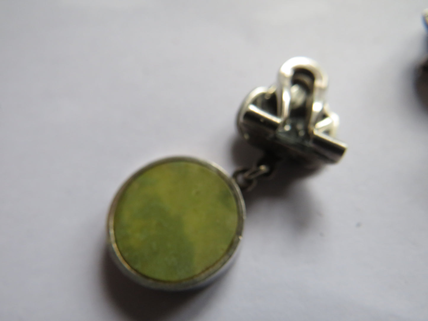 Vintage Pair of Agate & Sterling Silver Hallmarked Clip-On Earrings