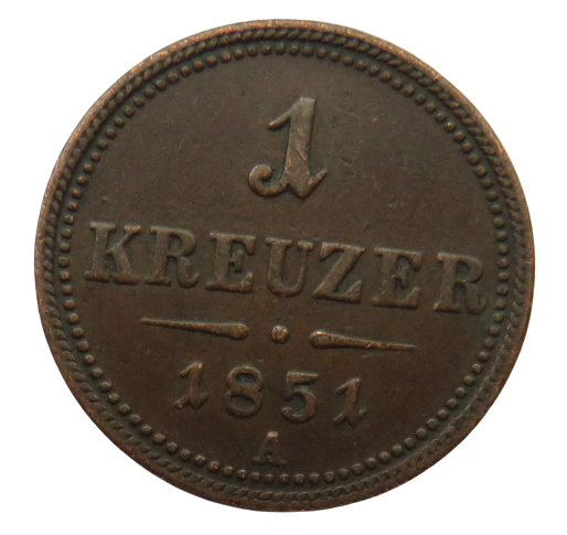 1851-A Austria One Kreuzer Coin