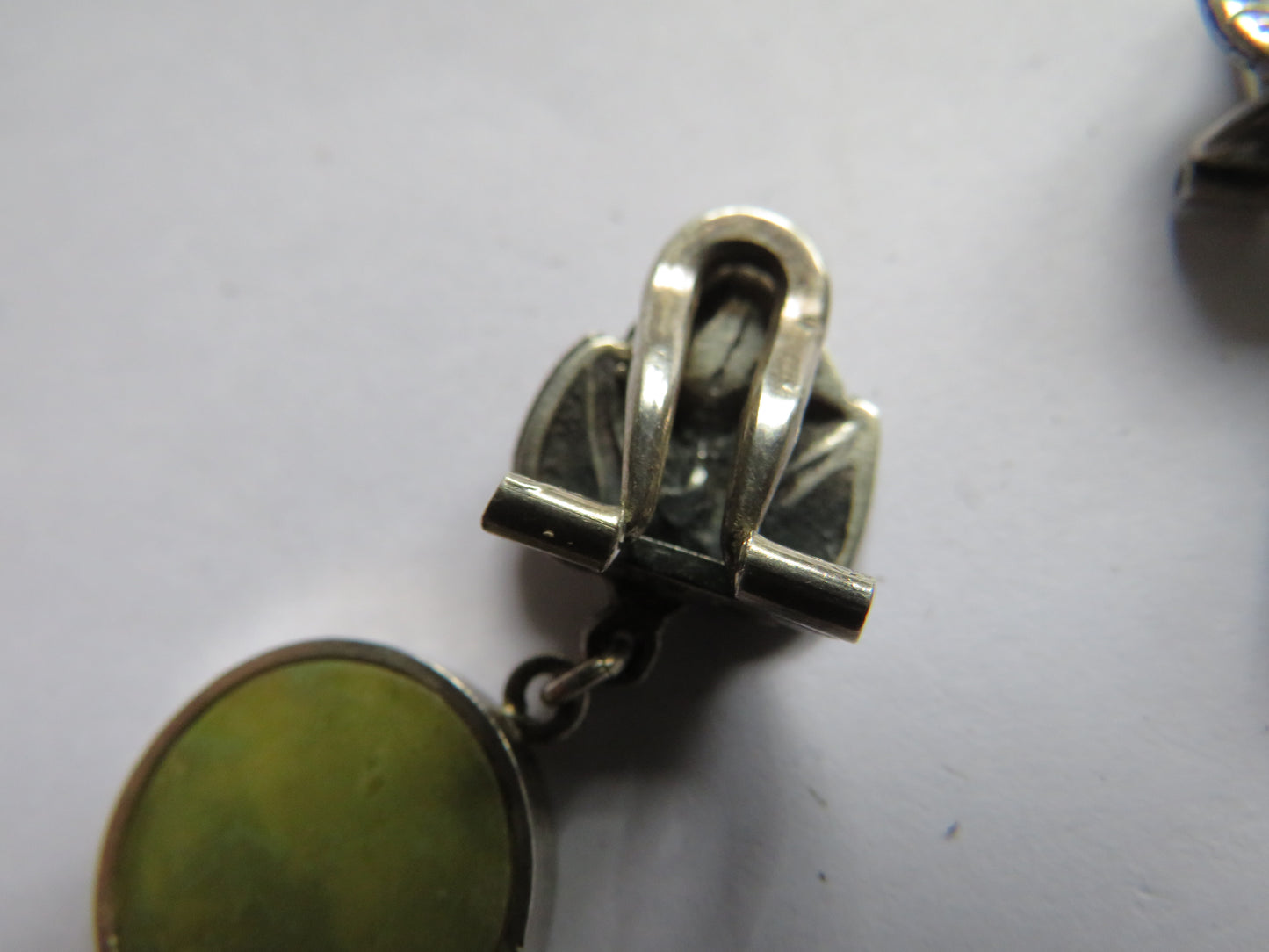 Vintage Pair of Agate & Sterling Silver Hallmarked Clip-On Earrings