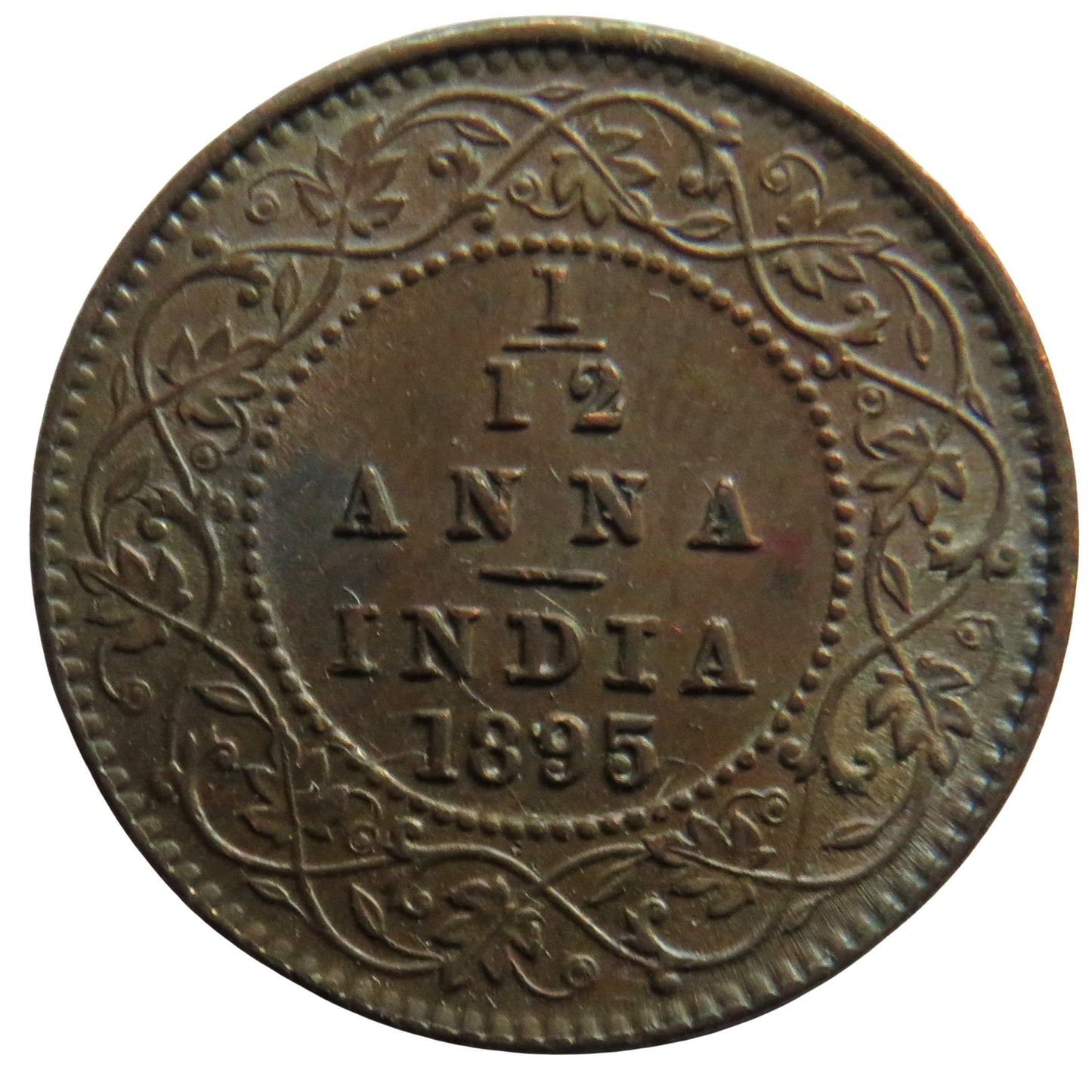 1895 Queen Victoria India 1/12th Anna Coin Excellent Grade