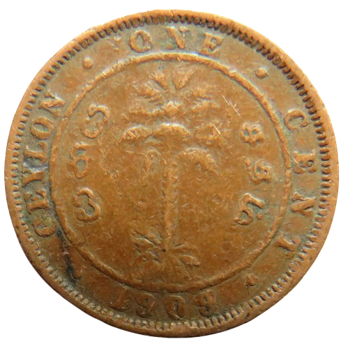 1909 King Edward VII Ceylon One Cent Coin