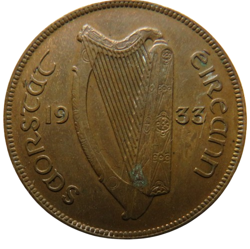 1933 Ireland One Penny Coin