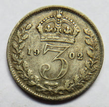 Load image into Gallery viewer, 1902 King Edward VII Silver Threepence Coin - Great Britain
