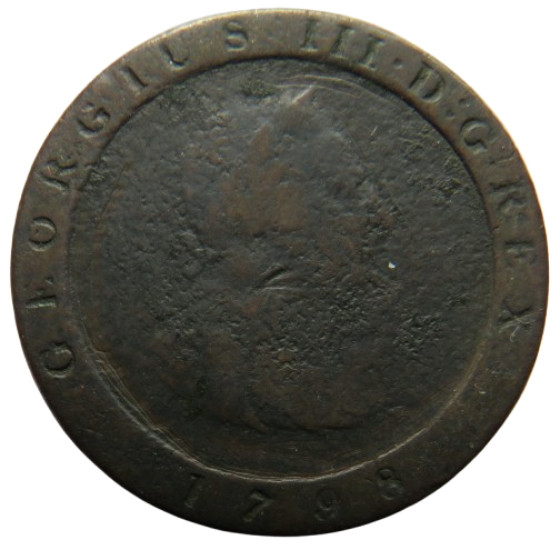 1798 King George III Isle of Man Halfpenny Coin