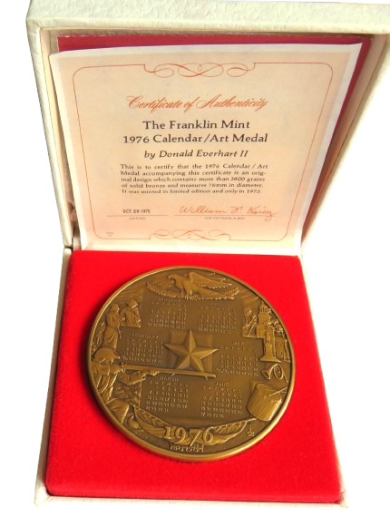 The 1976 Franklin Mint Annual Calendar / Art Large Bronze Medal
