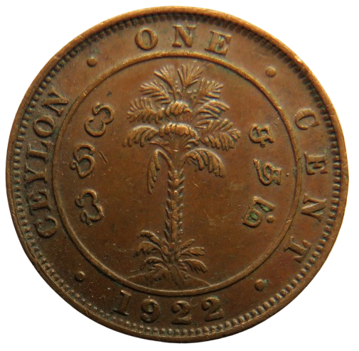 1922 King George V Ceylon One Cent Coin