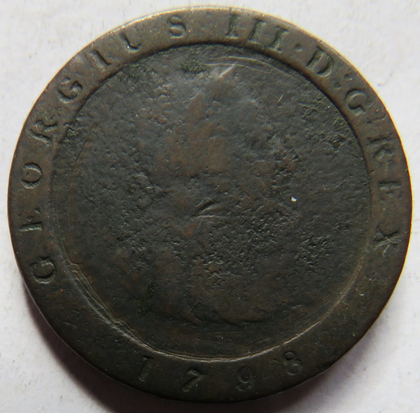 1798 King George III Isle of Man Halfpenny Coin