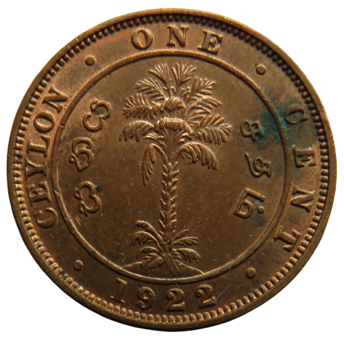 1922 King George V Ceylon One Cent Coin In High Grade