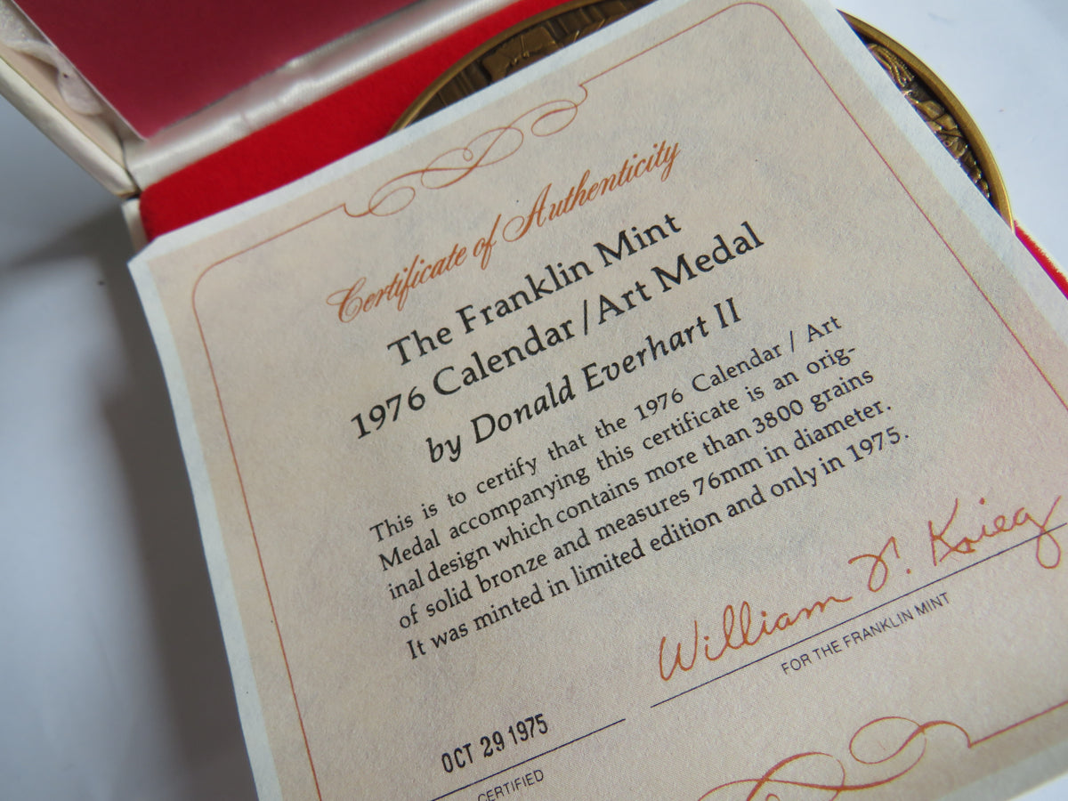 The 1976 Franklin Mint Annual Calendar / Art Large Bronze Medal
