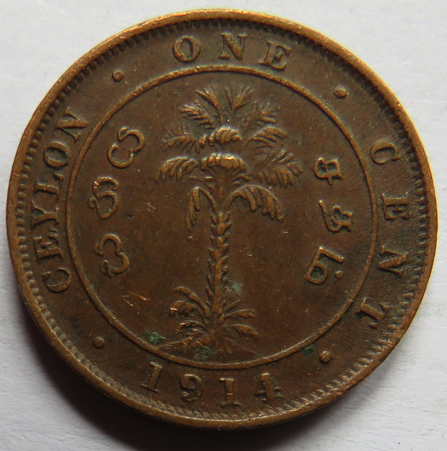1914 King George V Ceylon One Cent Coin